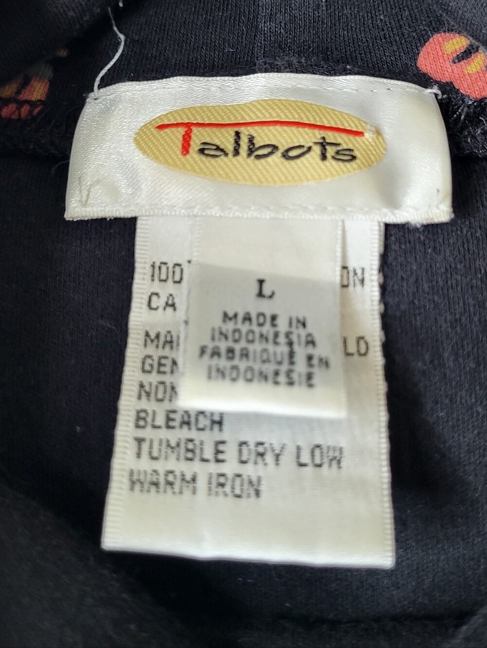 Talbots Black Halloween-Print Turtleneck Long Sleeve Top. Size Large. - Picture 6 of 8